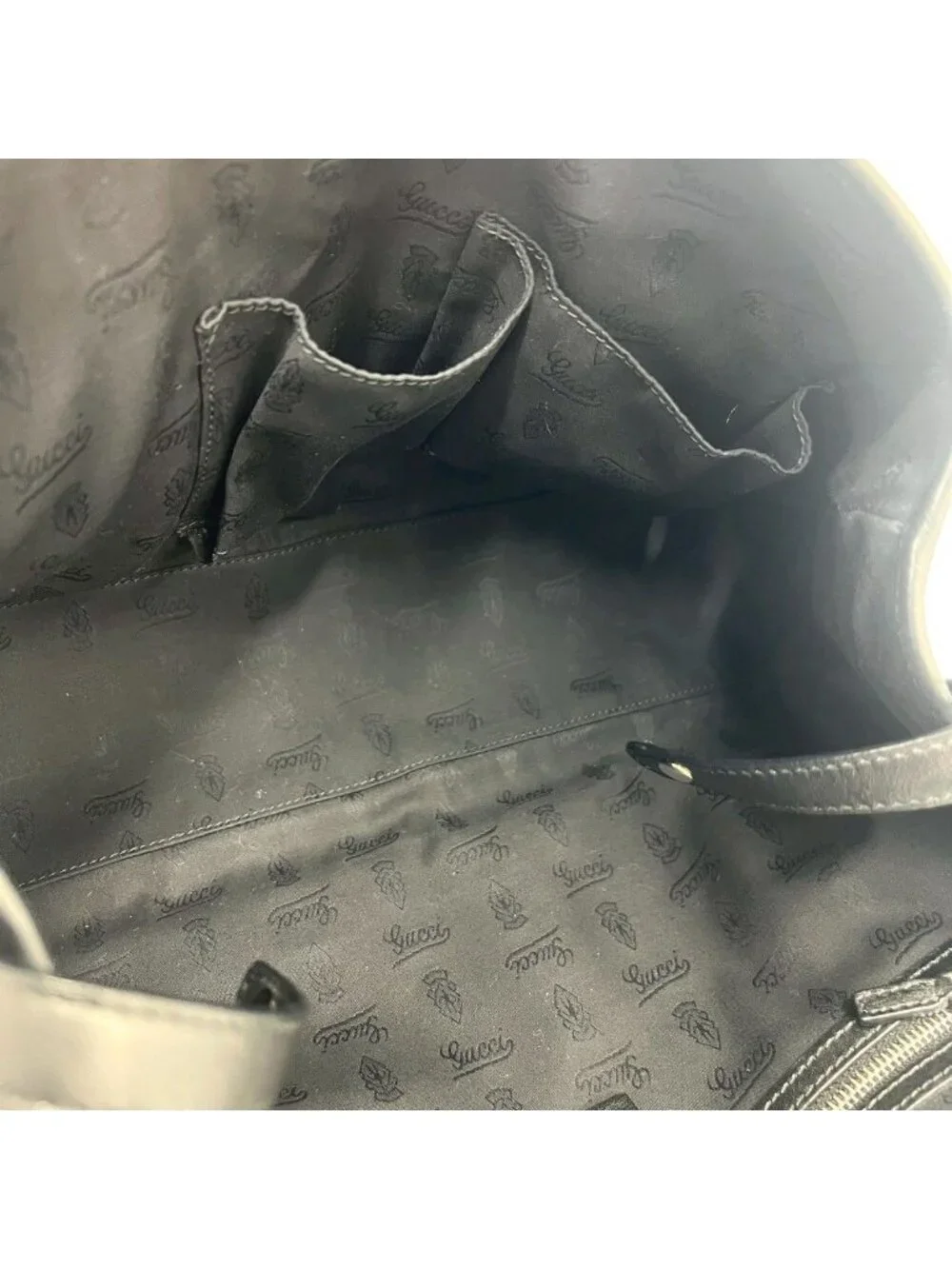 Gucci Guccissima GG Logo Hardwar Leather Tote Shoulder Bag Black